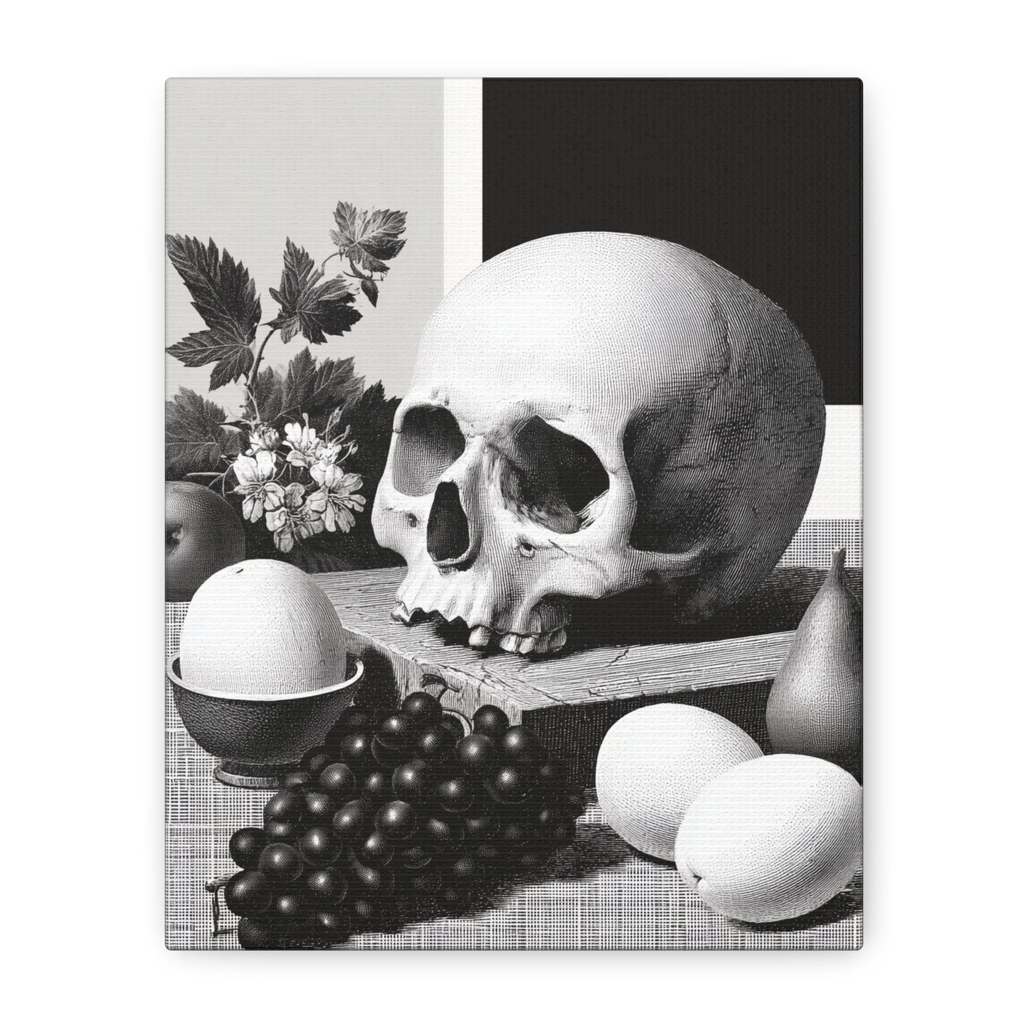 Canvas Print - Gothic Food and Skull Painting, Spooky and Goth Vibes