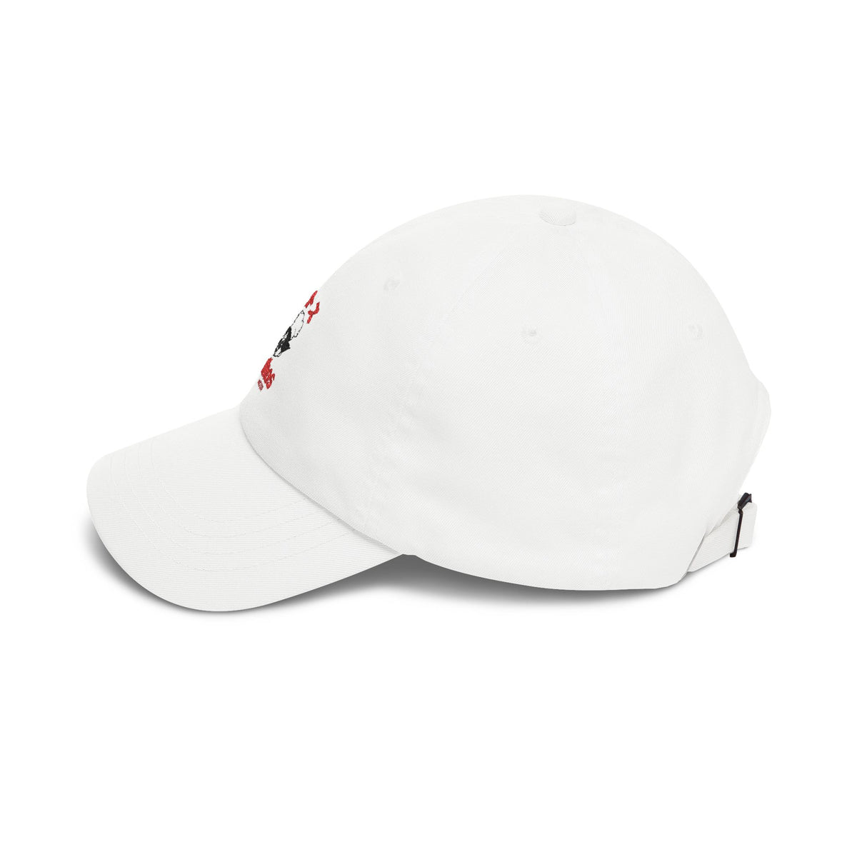 Ethos Retro Anime Dad Cap — White Embroidered Hat with Japanese Text