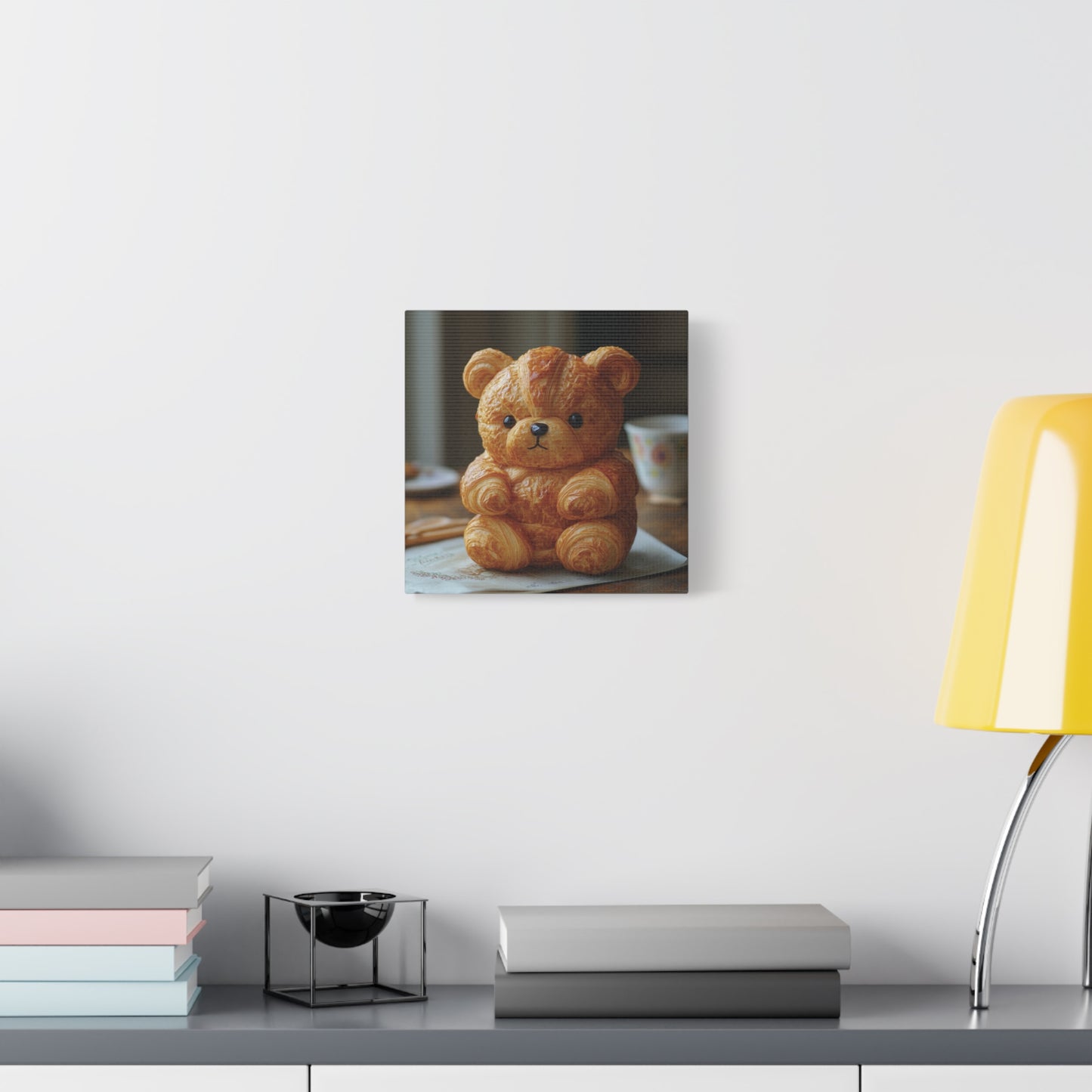 Adorable Croissant Bear Canvas Print – Perfect for Cozy Home Decor