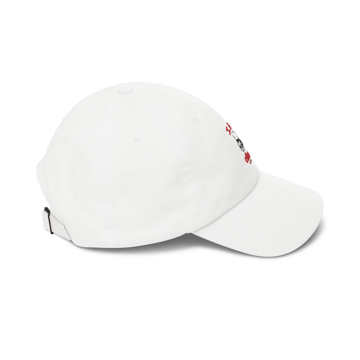Ethos Retro Anime Dad Cap — White Embroidered Hat with Japanese Text