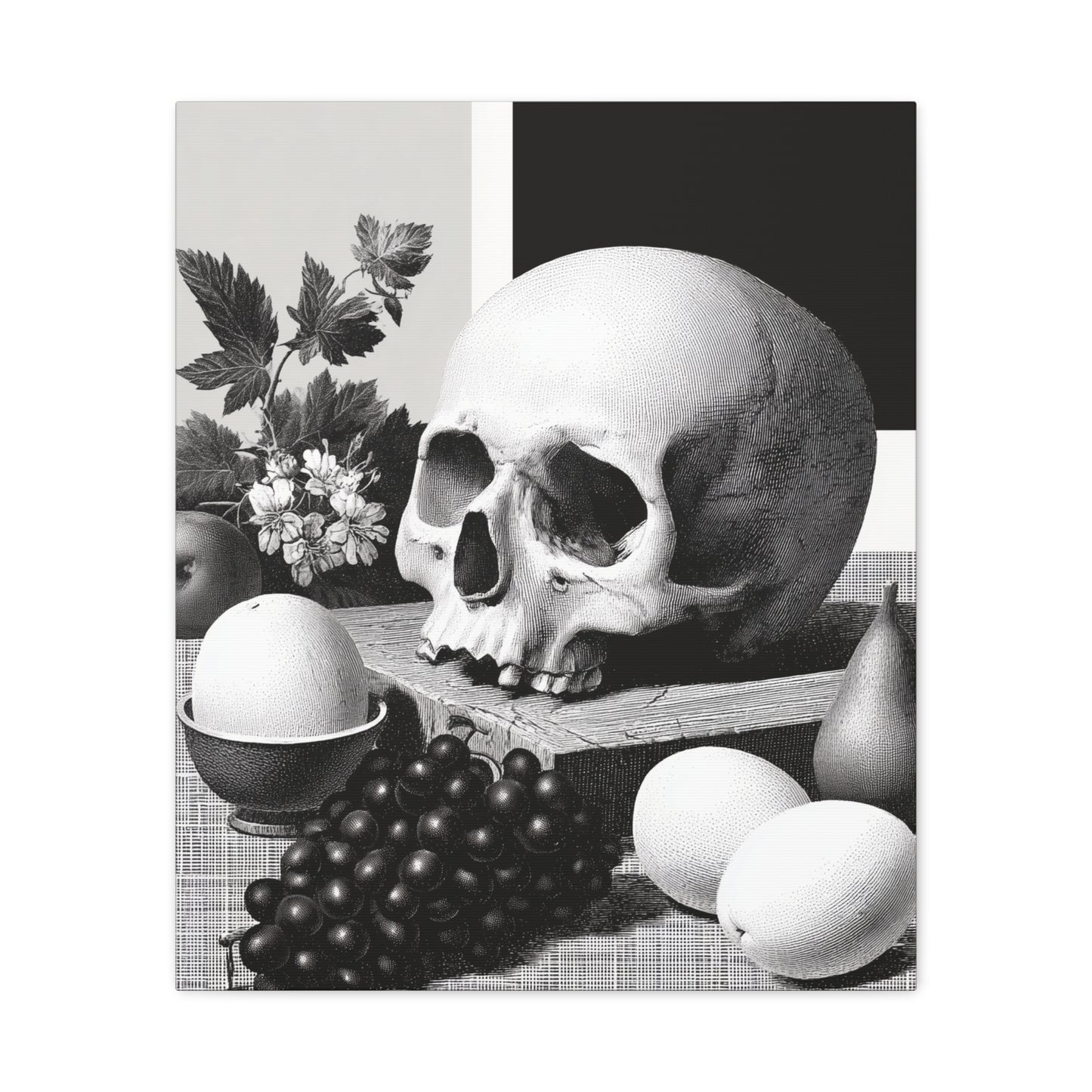Canvas Print - Gothic Food and Skull Painting, Spooky and Goth Vibes