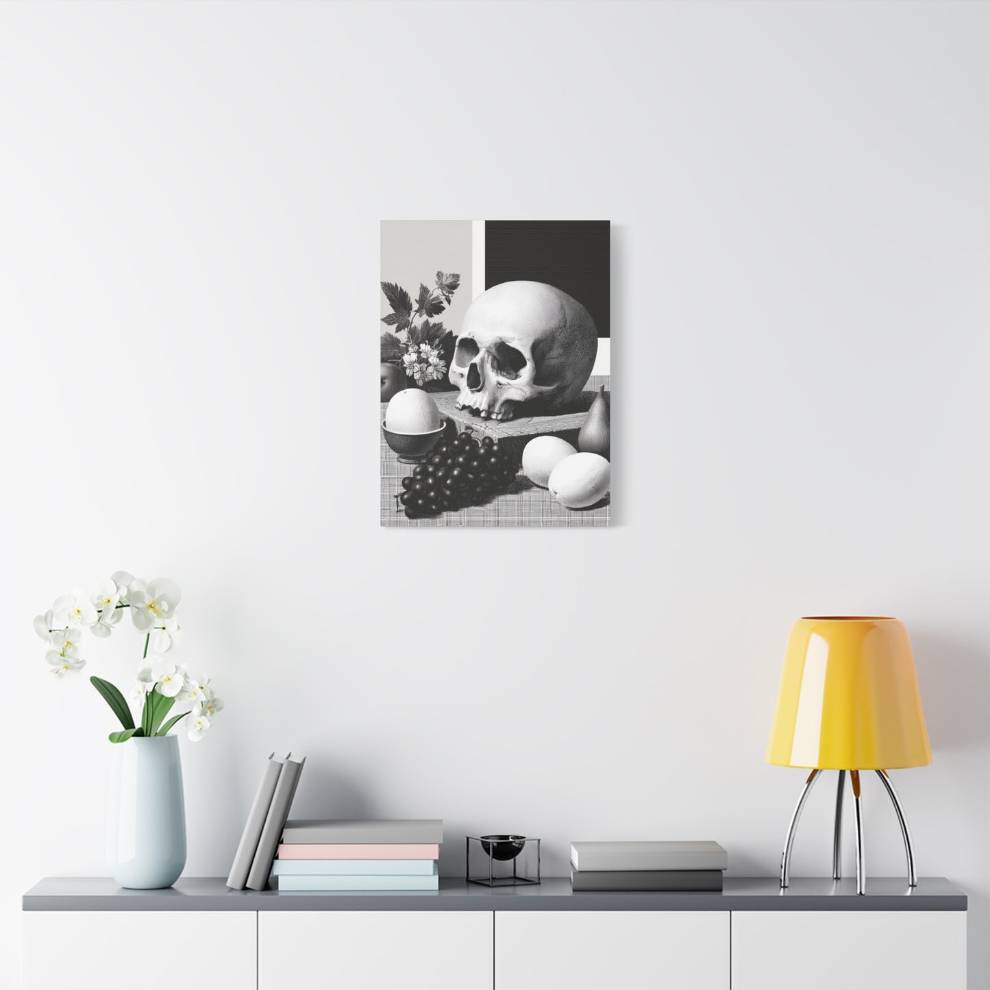 Canvas Print - Gothic Food and Skull Painting, Spooky and Goth Vibes