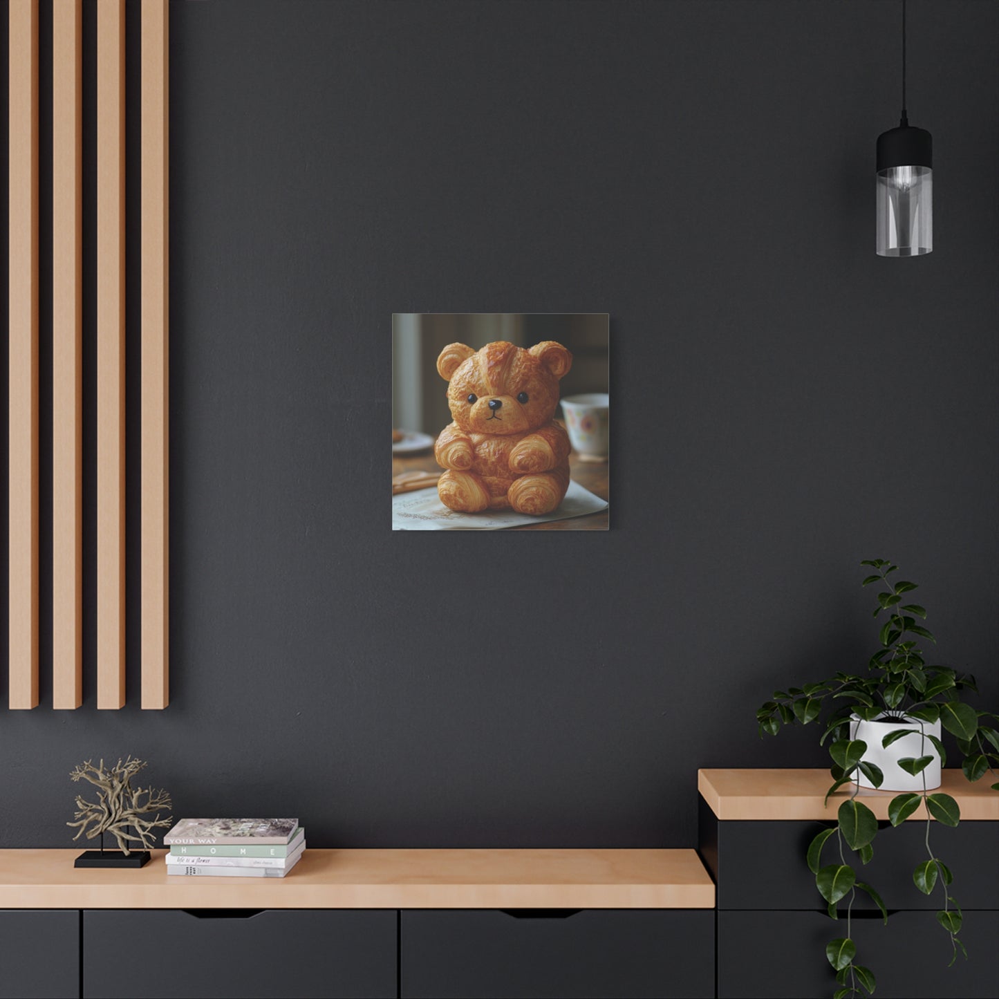 Adorable Croissant Bear Canvas Print – Perfect for Cozy Home Decor