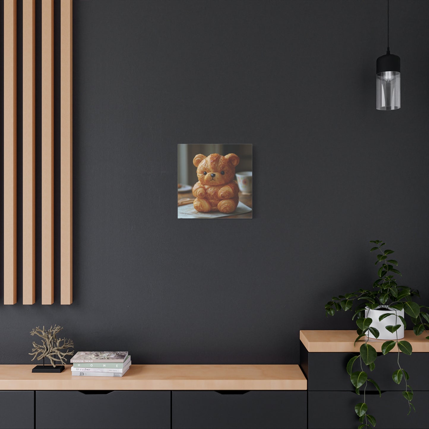 Adorable Croissant Bear Canvas Print – Perfect for Cozy Home Decor