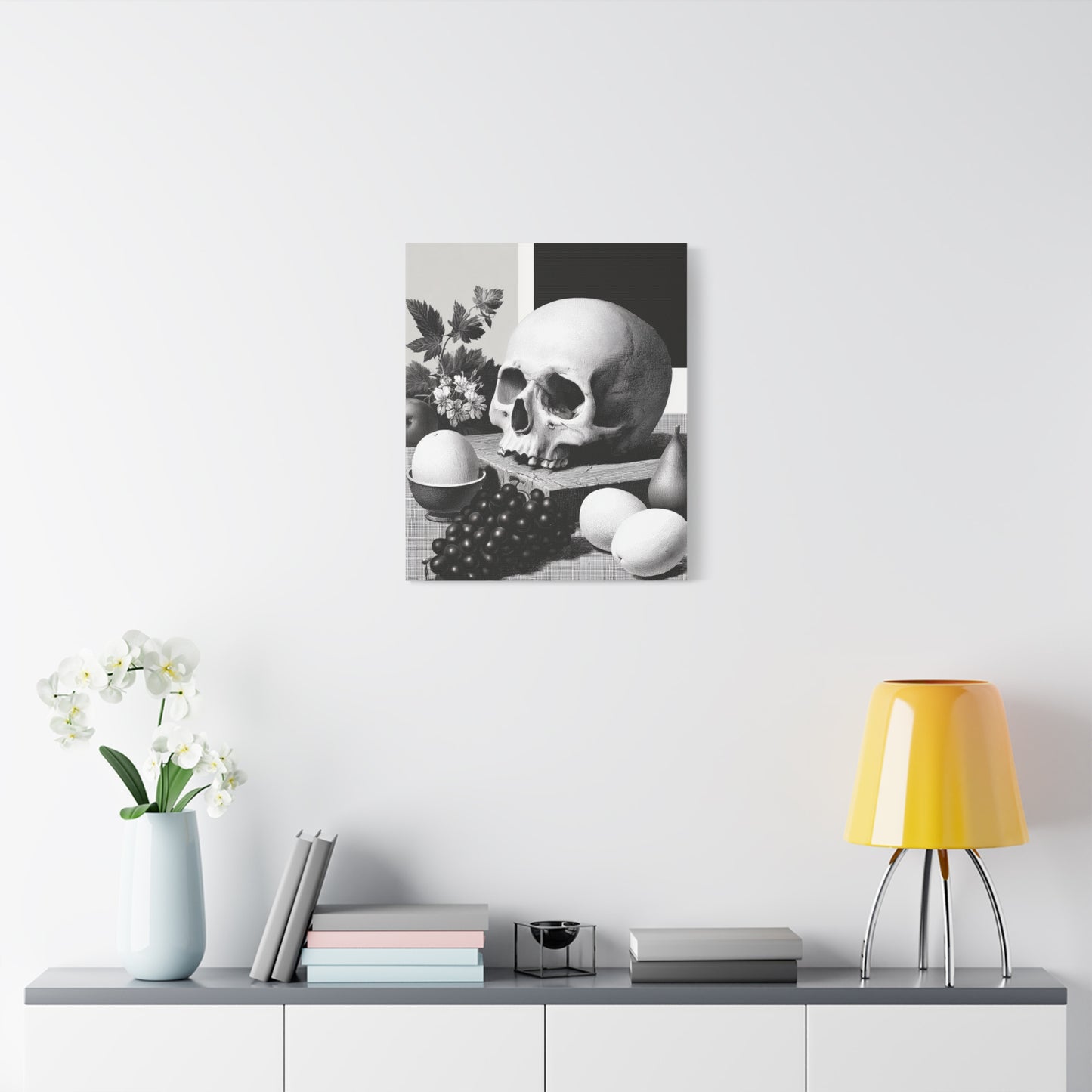 Canvas Print - Gothic Food and Skull Painting, Spooky and Goth Vibes